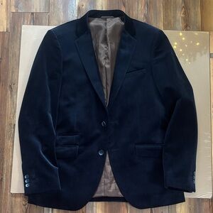Elegant Navy Velvet Men's Blazer